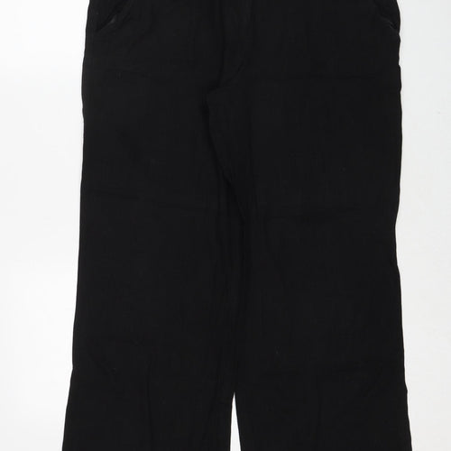 New Look Womens Black Linen Trousers Size 14 Regular Zip