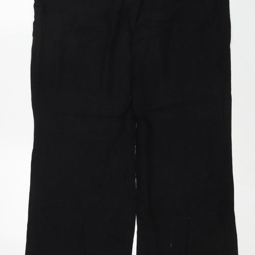 New Look Womens Black Linen Trousers Size 14 Regular Zip