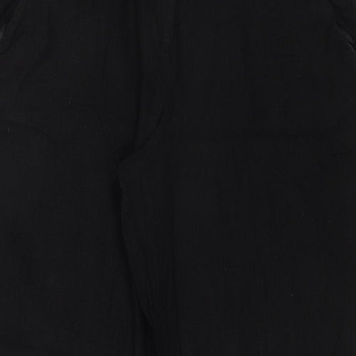 New Look Womens Black Linen Trousers Size 14 Regular Zip