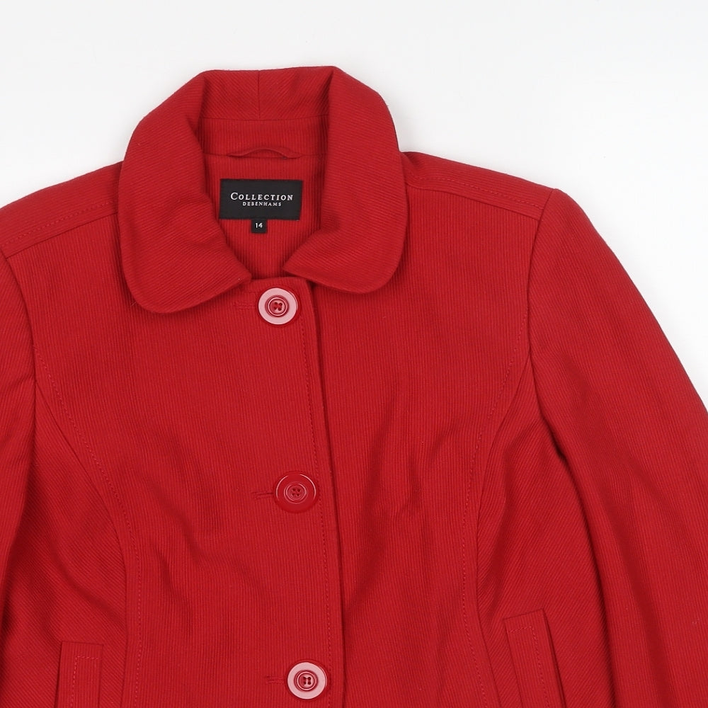 Debenhams Womens Red Jacket Size 14 Button
