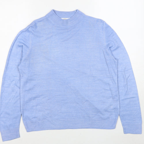 Marks and Spencer Womens Blue Round Neck Acrylic Pullover Jumper Size 14