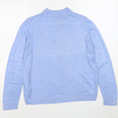 Marks and Spencer Womens Blue Round Neck Acrylic Pullover Jumper Size 14