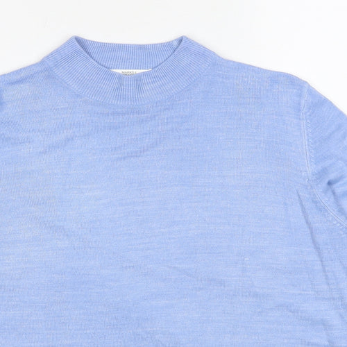 Marks and Spencer Womens Blue Round Neck Acrylic Pullover Jumper Size 14