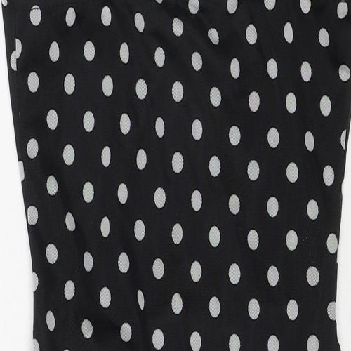 PRETTYLITTLETHING Womens Black Polka Dot Polyester Bodycon Size 10 Cowl Neck Pullover