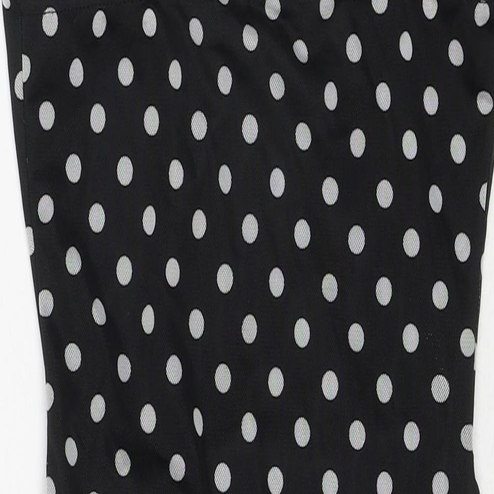 PRETTYLITTLETHING Womens Black Polka Dot Polyester Bodycon Size 10 Cowl Neck Pullover