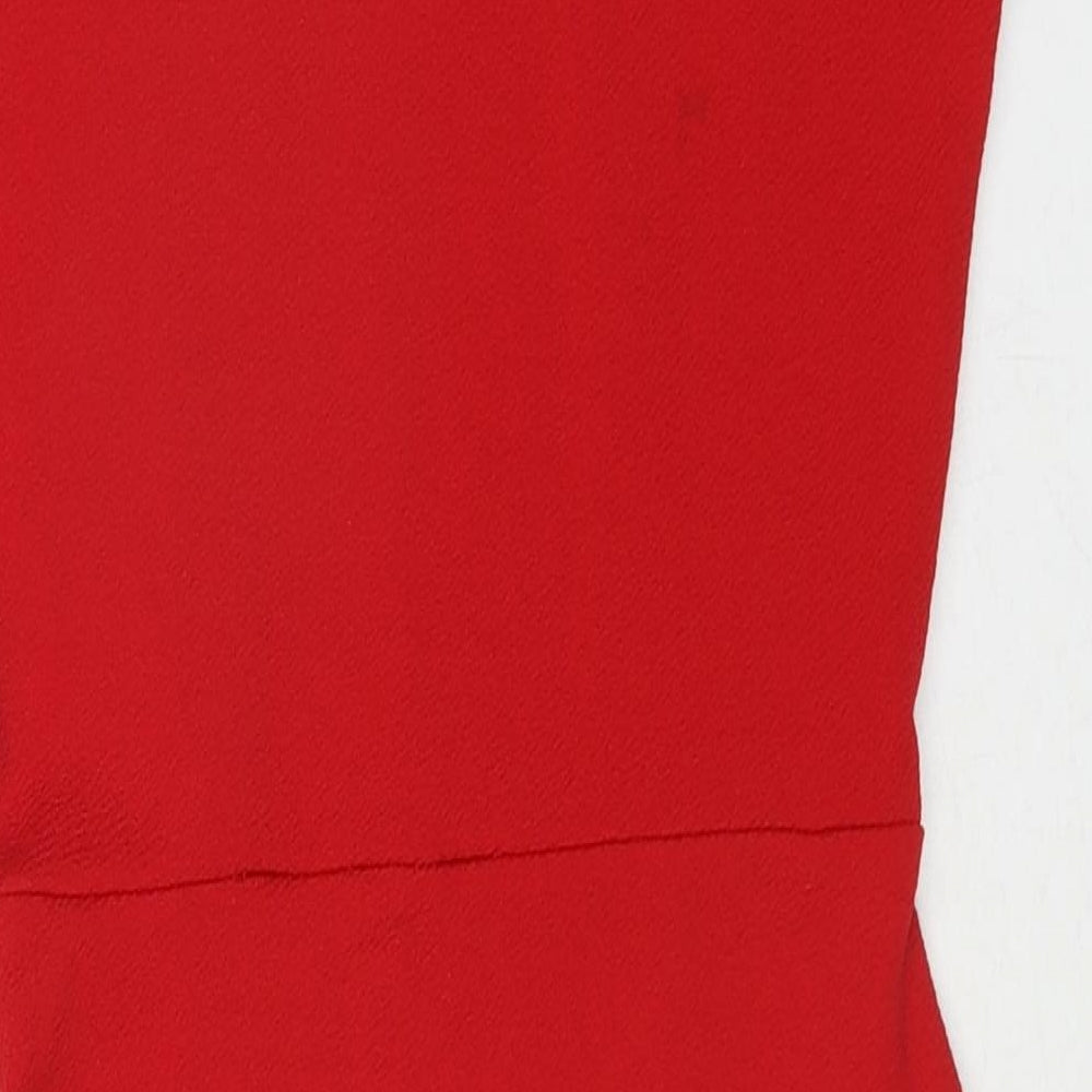 PRETTYLITTLETHING Womens Red Polyester Bodycon Size 10 Round Neck Pullover