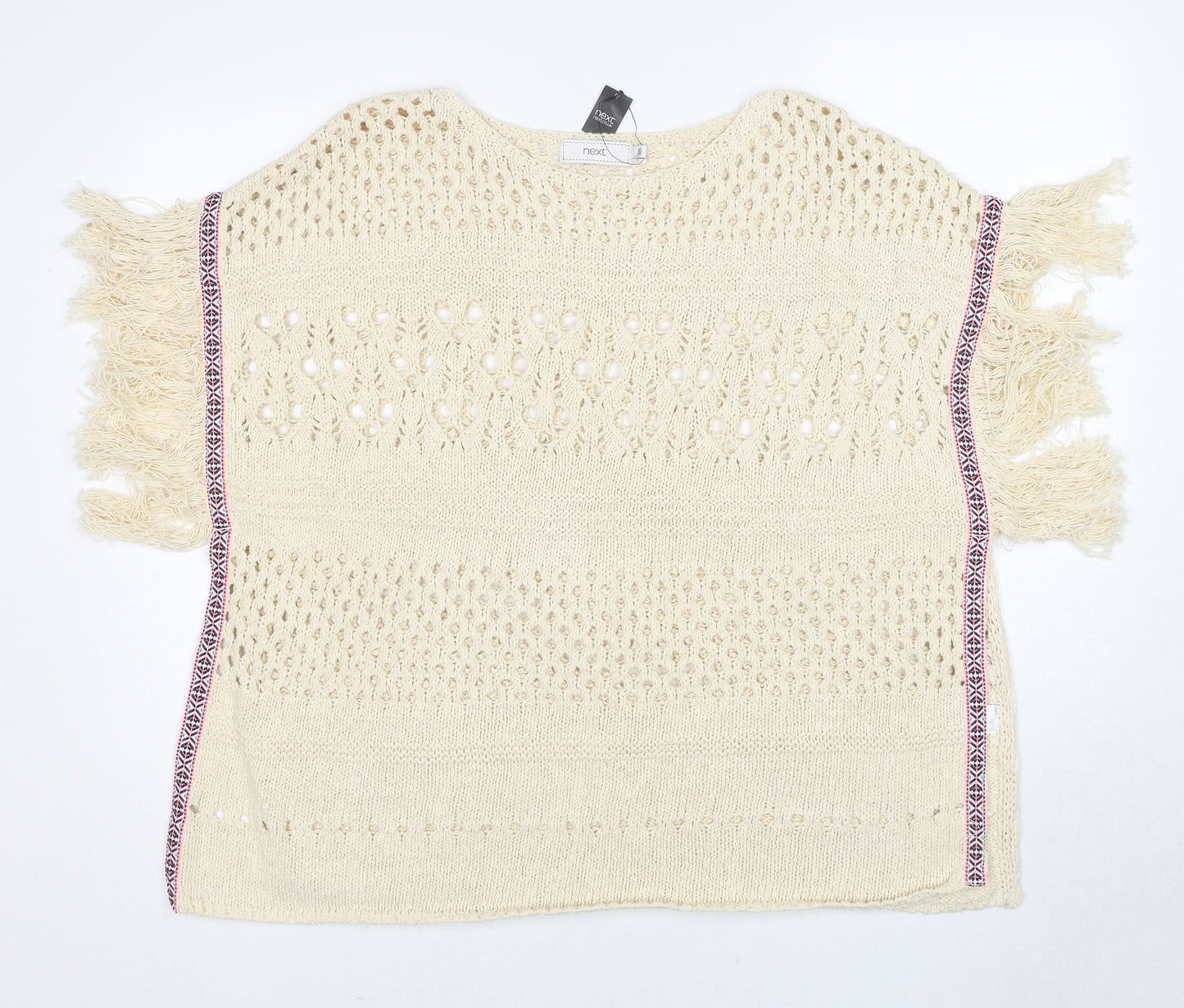 NEXT Womens Ivory Round Neck Cotton Pullover Jumper Size S - Size S-M