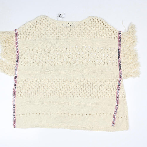 NEXT Womens Ivory Round Neck Cotton Pullover Jumper Size S - Size S-M