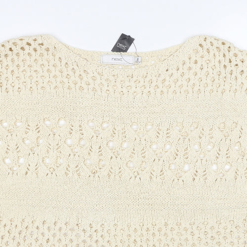 NEXT Womens Ivory Round Neck Cotton Pullover Jumper Size S - Size S-M