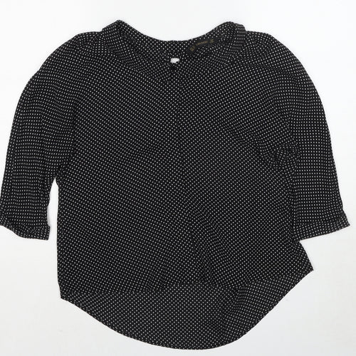 Zara Womens Black Polka Dot Polyester Basic Blouse Size XS Collared