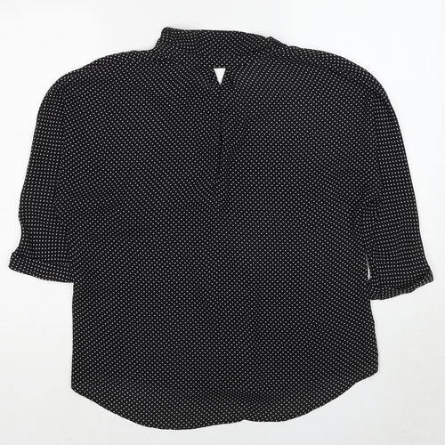 Zara Womens Black Polka Dot Polyester Basic Blouse Size XS Collared