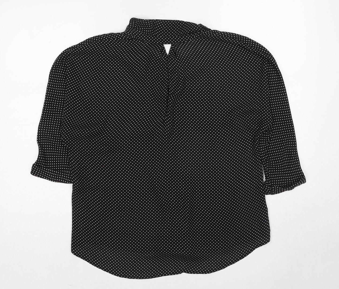 Zara Womens Black Polka Dot Polyester Basic Blouse Size XS Collared