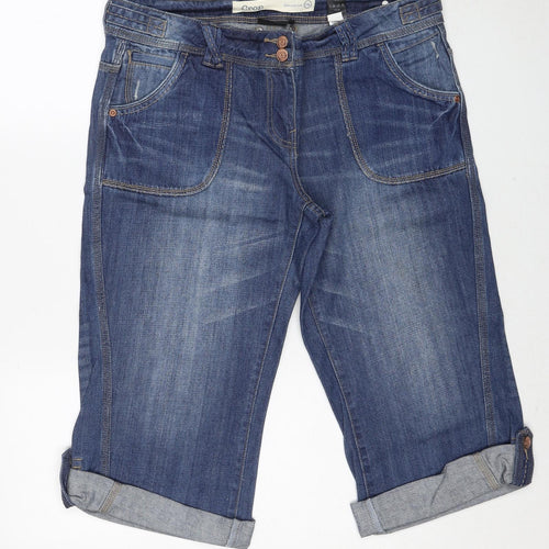 NEXT Womens Blue Cotton Cropped Jeans Size 14 Regular Zip