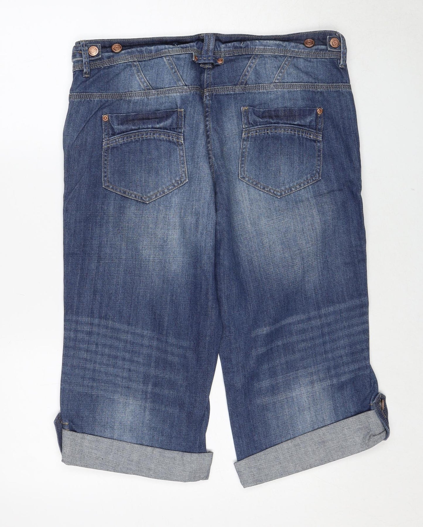 NEXT Womens Blue Cotton Cropped Jeans Size 14 Regular Zip