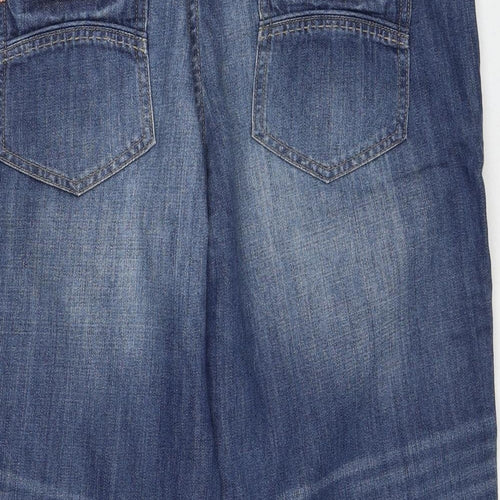 NEXT Womens Blue Cotton Cropped Jeans Size 14 Regular Zip