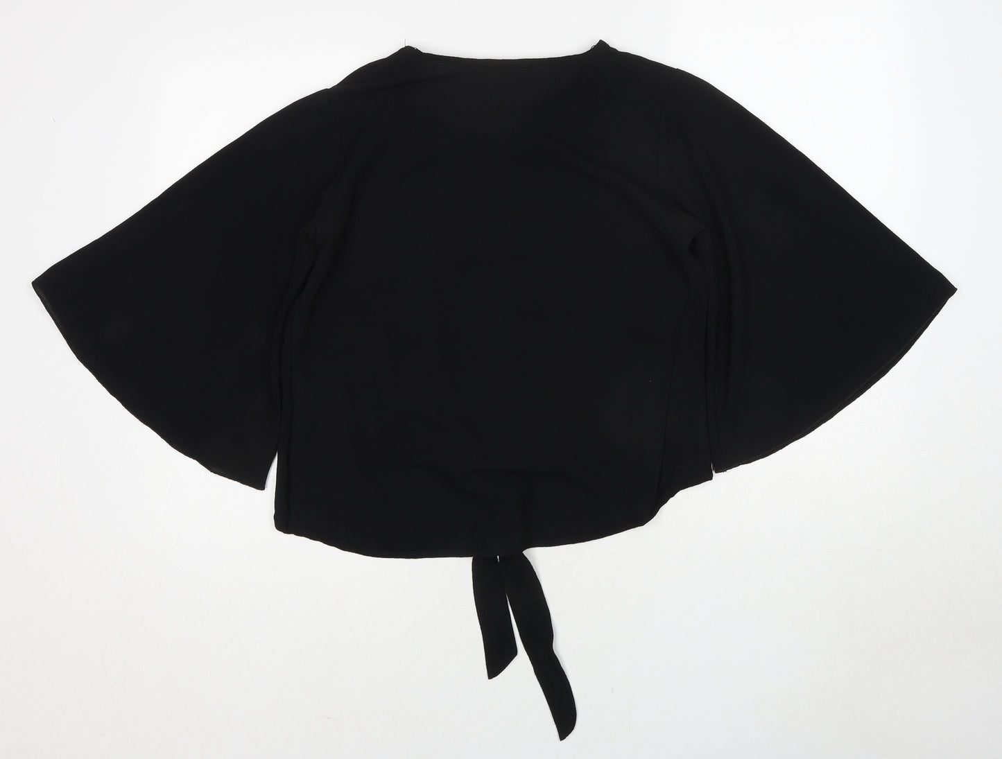 Quiz Womens Black Polyester Basic Blouse Size 12 Round Neck