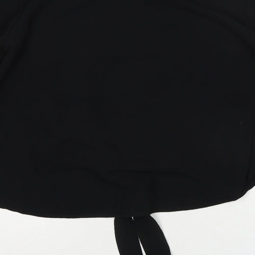 Quiz Womens Black Polyester Basic Blouse Size 12 Round Neck