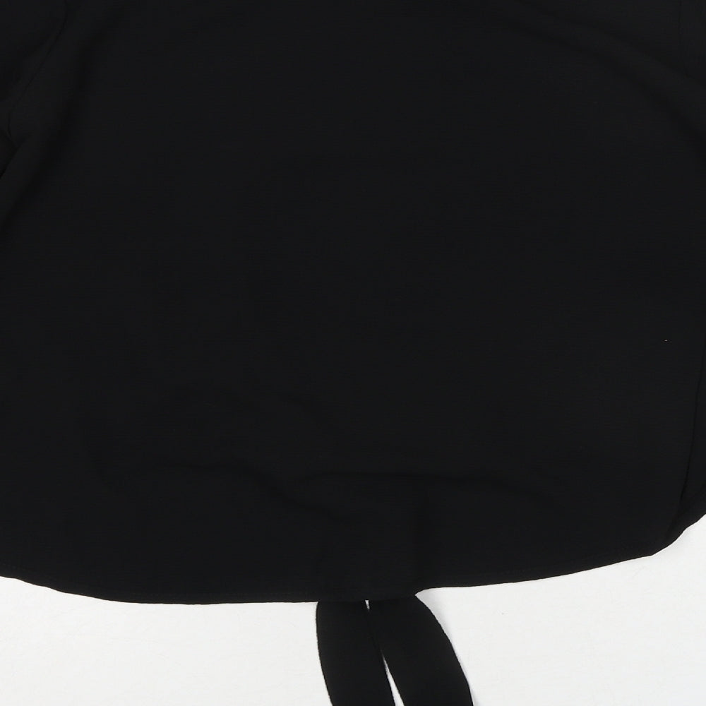 Quiz Womens Black Polyester Basic Blouse Size 12 Round Neck