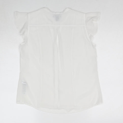 FOREVER 21 Womens White Polyester Basic Button-Up Size M V-Neck