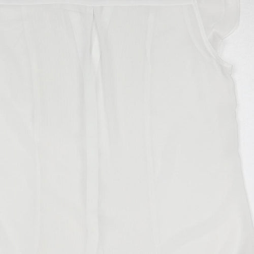 FOREVER 21 Womens White Polyester Basic Button-Up Size M V-Neck
