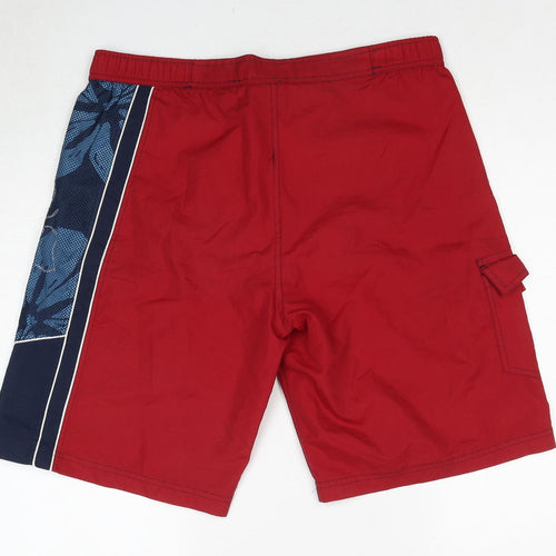 BODYBOARD Mens Red Floral Polyester Sweat Shorts Size M Regular Drawstring - Swim Shorts