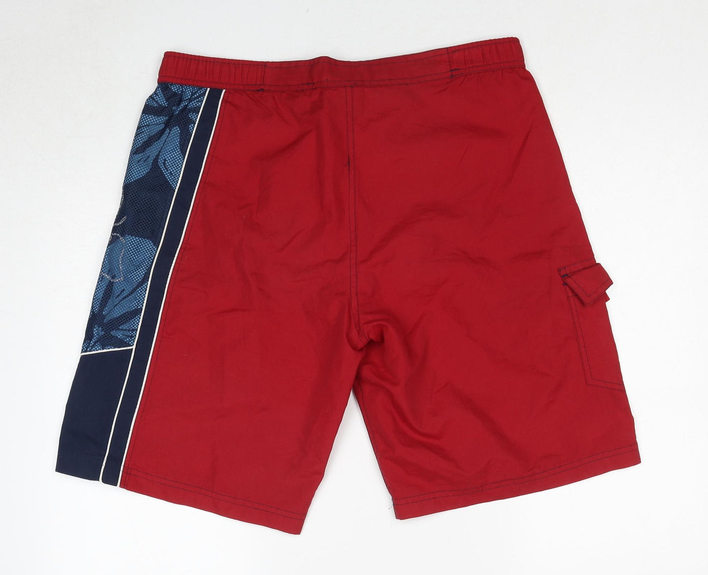 BODYBOARD Mens Red Floral Polyester Sweat Shorts Size M Regular Drawstring - Swim Shorts