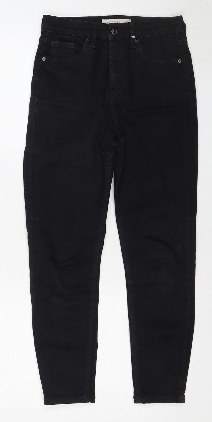 Topshop Womens Black Cotton Skinny Jeans Size 25 in L28 in Regular Zip
