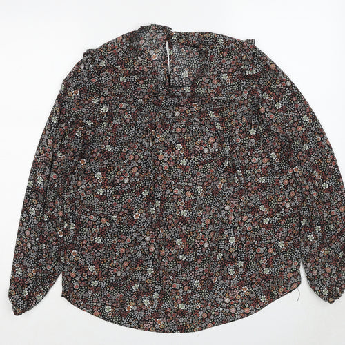 K&D Womens Multicoloured Floral Polyester Basic Blouse Size 14 Round Neck