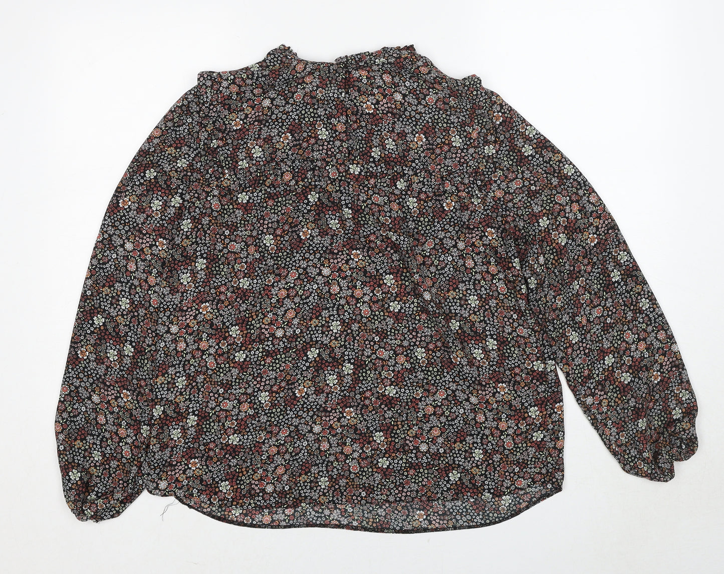 K&D Womens Multicoloured Floral Polyester Basic Blouse Size 14 Round Neck