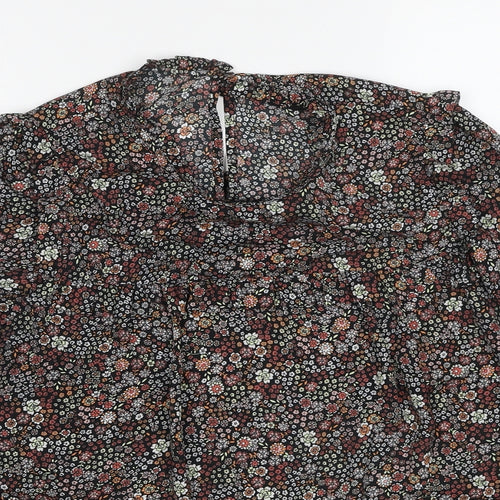 K&D Womens Multicoloured Floral Polyester Basic Blouse Size 14 Round Neck