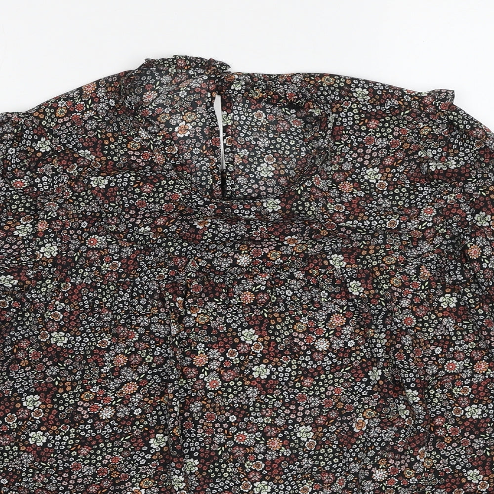 K&D Womens Multicoloured Floral Polyester Basic Blouse Size 14 Round Neck