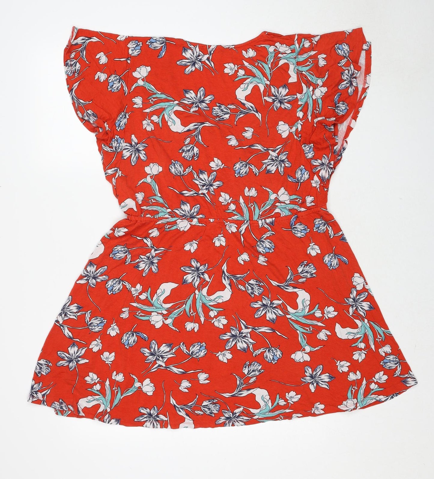 Very Womens Red Floral Viscose Fit & Flare Size 18 V-Neck Pullover