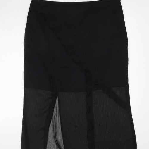 Marks and Spencer Womens Black Polyester A-Line Skirt Size 16 Zip