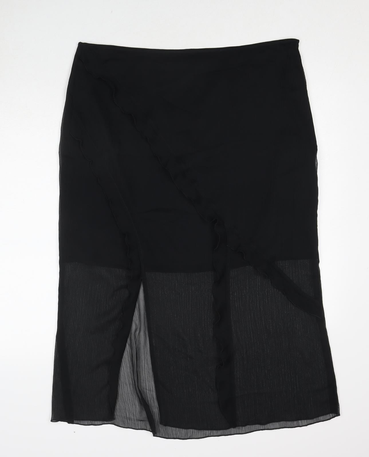 Marks and Spencer Womens Black Polyester A-Line Skirt Size 16 Zip