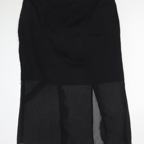 Marks and Spencer Womens Black Polyester A-Line Skirt Size 16 Zip
