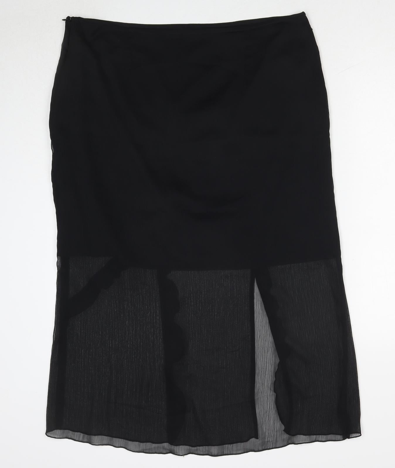 Marks and Spencer Womens Black Polyester A-Line Skirt Size 16 Zip