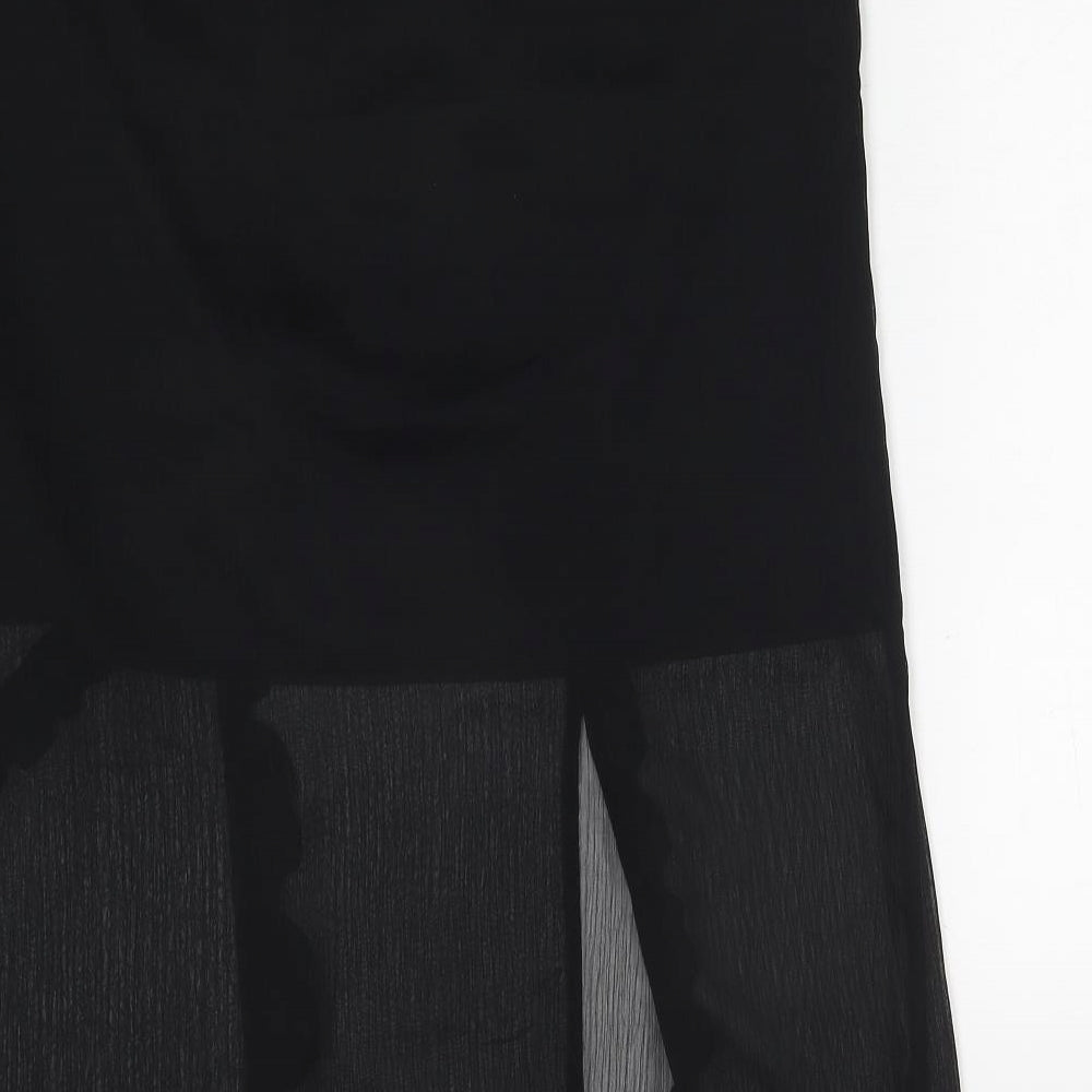 Marks and Spencer Womens Black Polyester A-Line Skirt Size 16 Zip