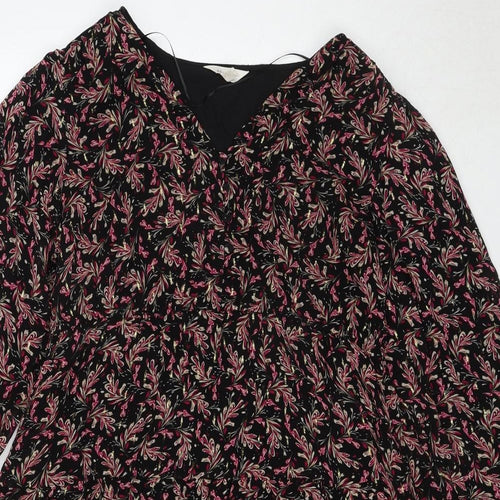 Per Una Womens Multicoloured Geometric Polyester Shift Size 16 V-Neck Pullover - Leaf Pattern