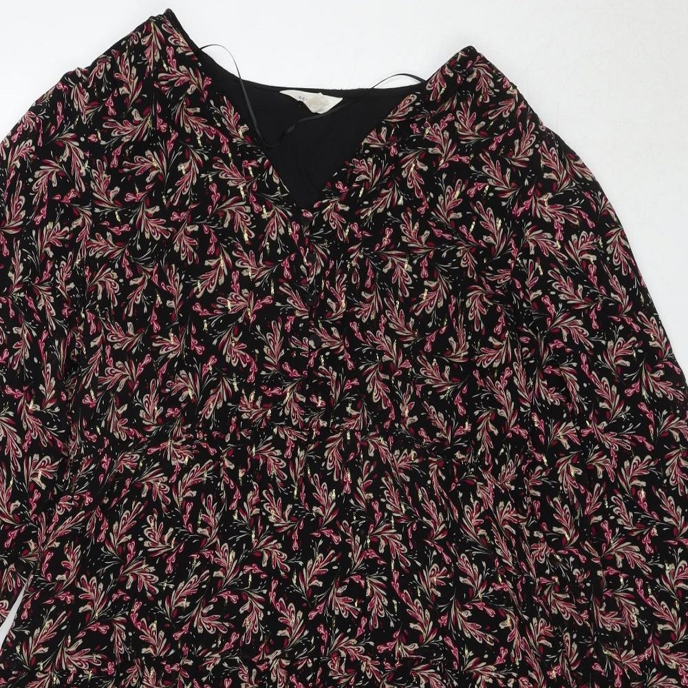 Per Una Womens Multicoloured Geometric Polyester Shift Size 16 V-Neck Pullover - Leaf Pattern