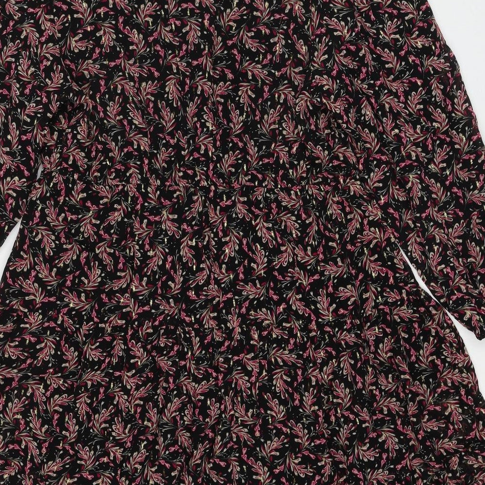 Per Una Womens Multicoloured Geometric Polyester Shift Size 16 V-Neck Pullover - Leaf Pattern