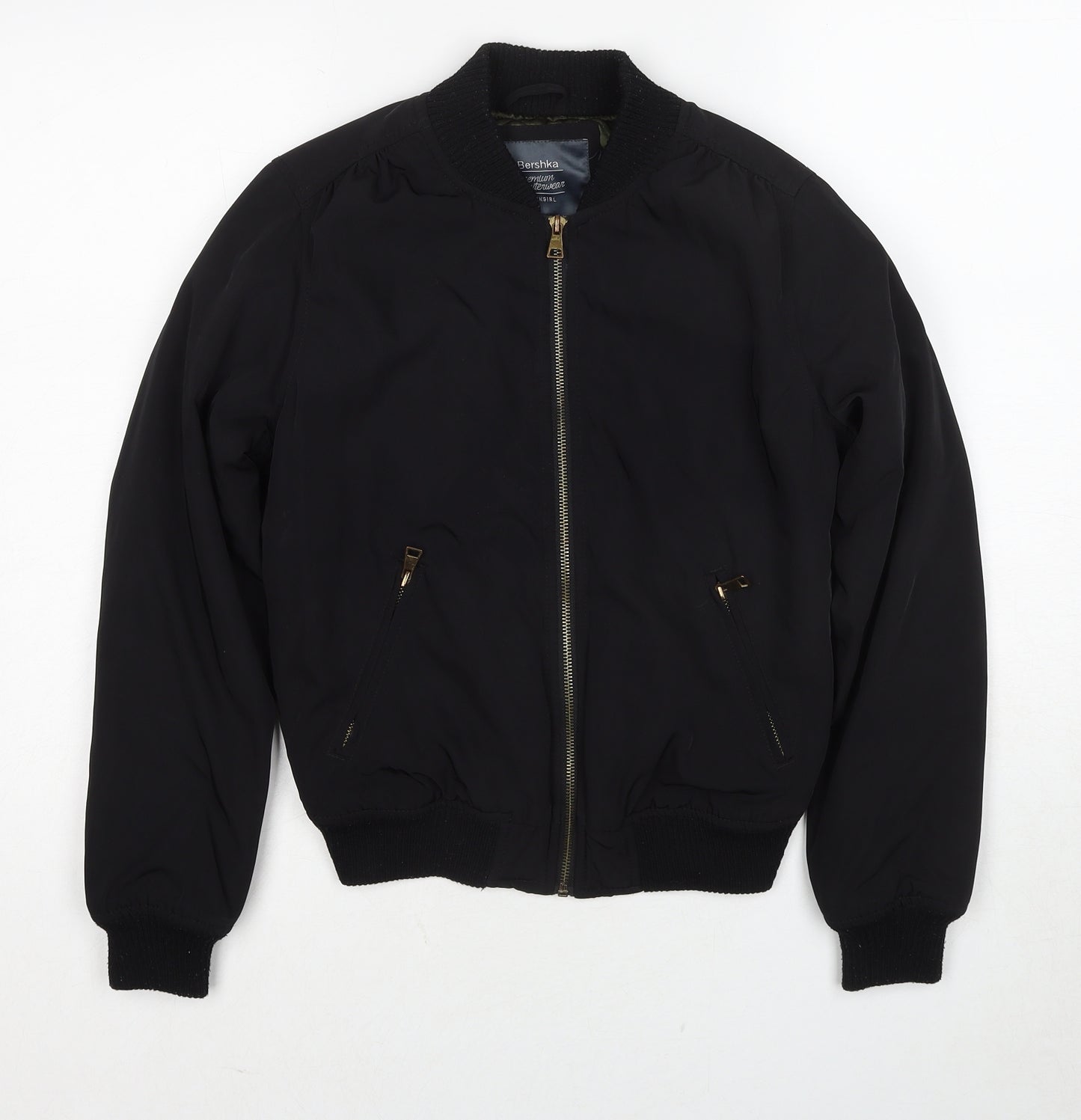 Bershka Womens Black Varsity Jacket Jacket Size M Zip