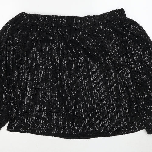 Boohoo Womens Black Polyester Basic Blouse Size 14 Off the Shoulder