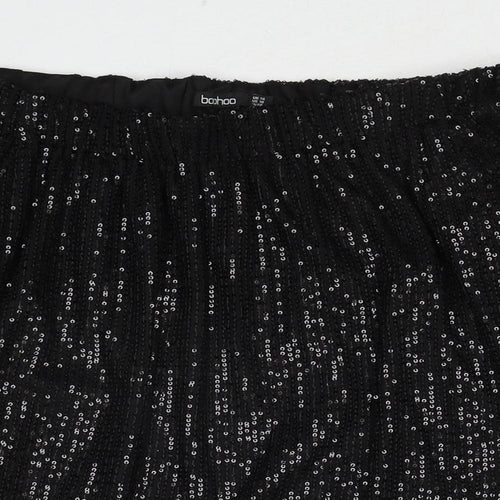 Boohoo Womens Black Polyester Basic Blouse Size 14 Off the Shoulder