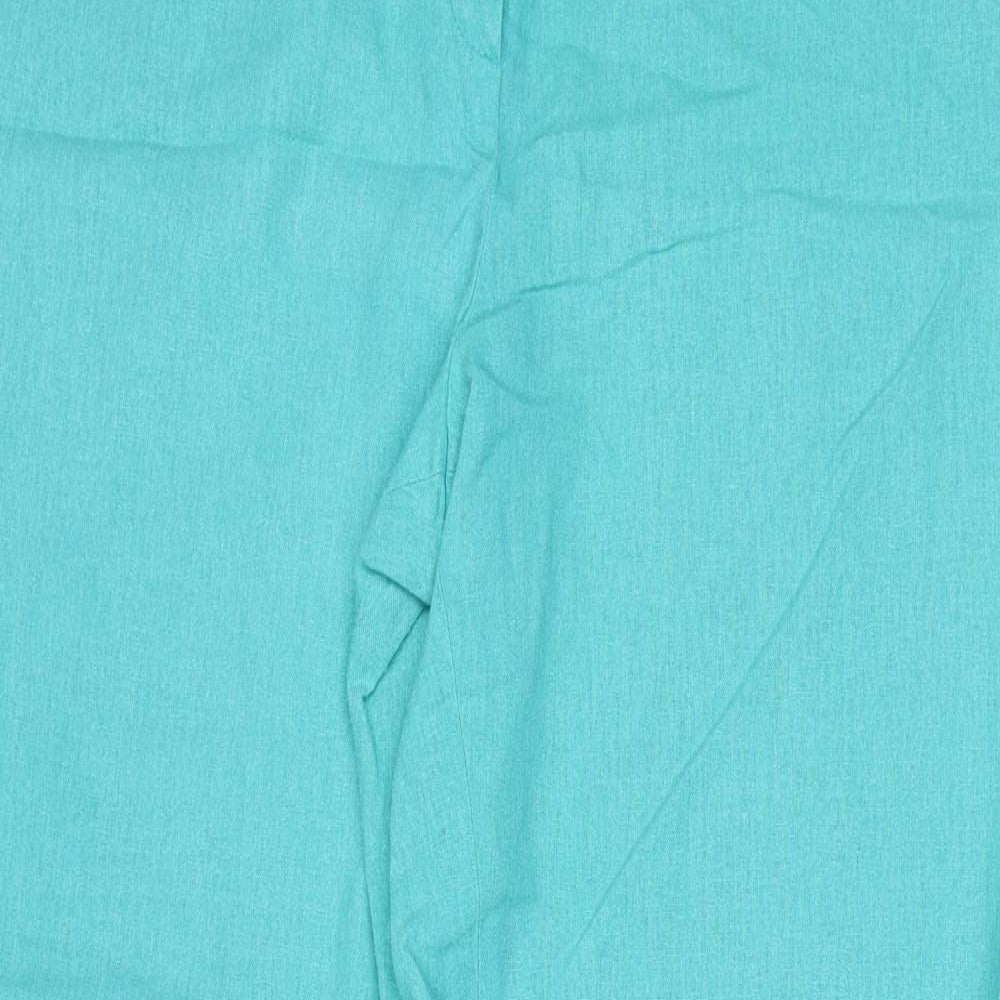 M&Co Womens Blue Linen Trousers Size 16 Regular Zip