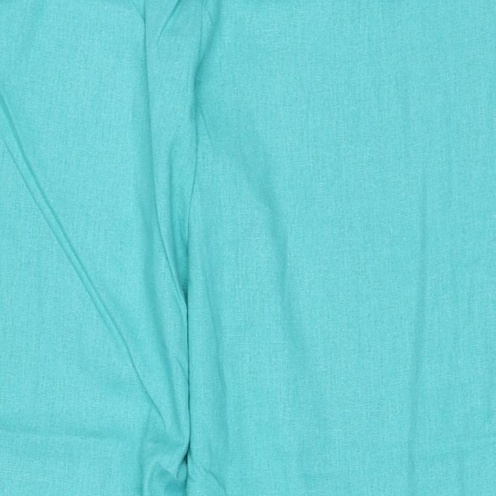 M&Co Womens Blue Linen Trousers Size 16 Regular Zip