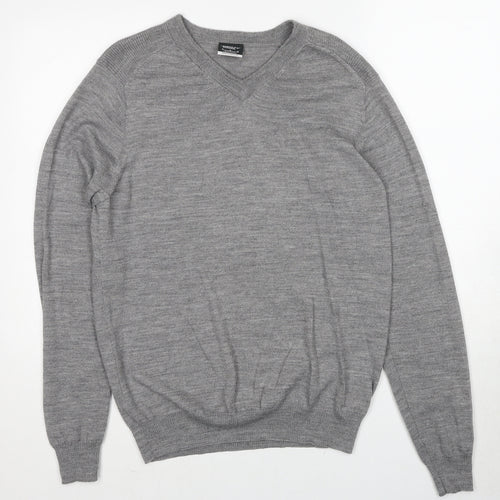 Nike Mens Grey V-Neck Wool Pullover Jumper Size M Long Sleeve