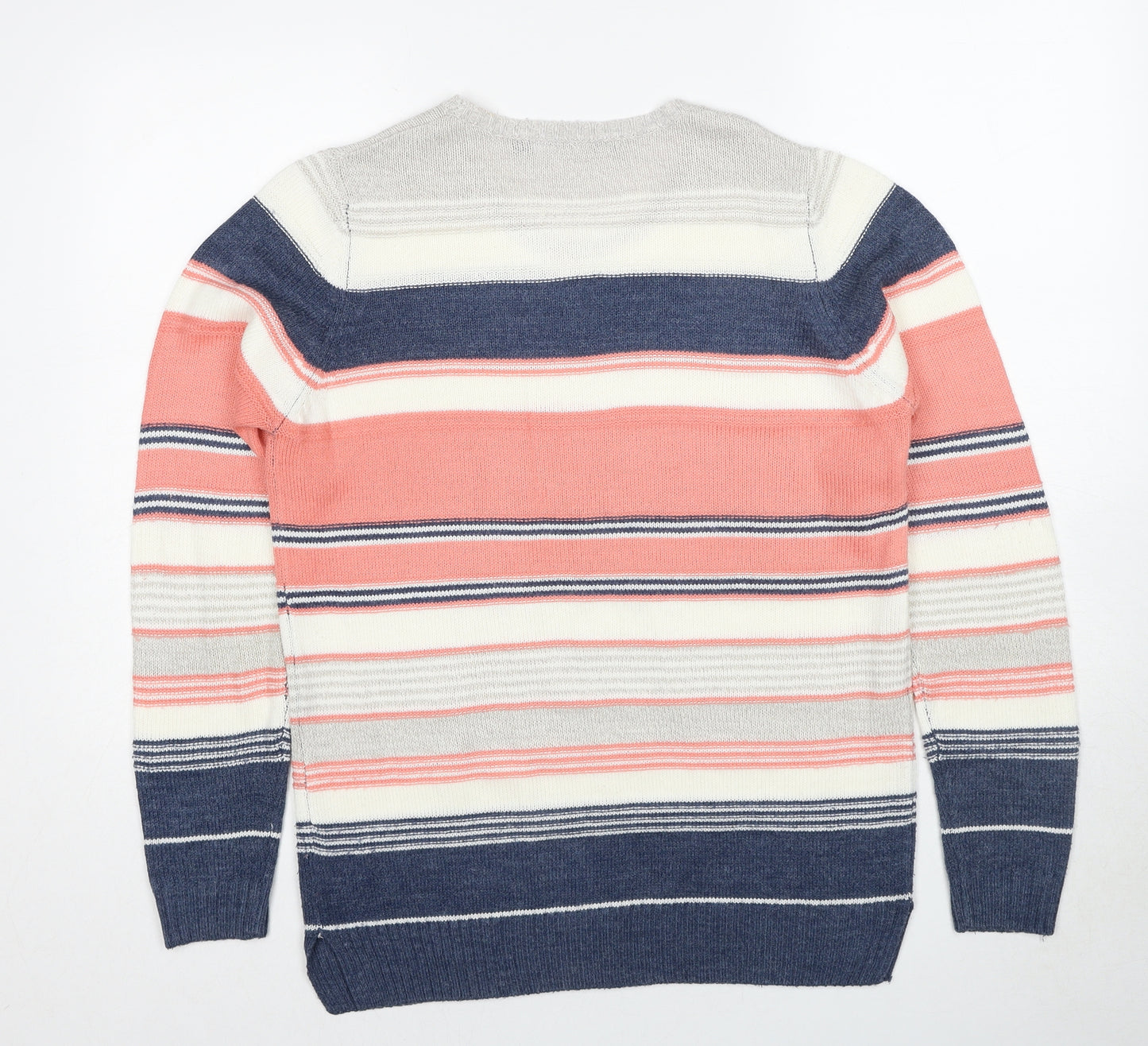 EWM Womens Multicoloured Round Neck Striped Acrylic Pullover Jumper Size 10 - Size 10-12