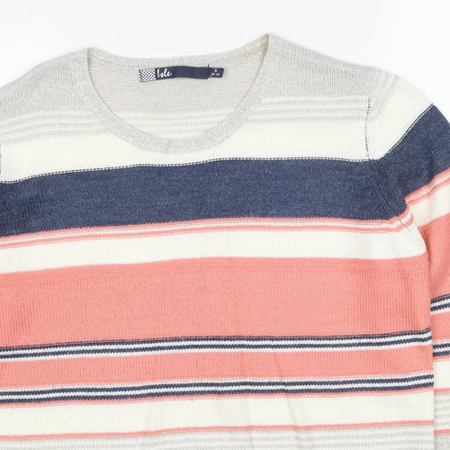 EWM Womens Multicoloured Round Neck Striped Acrylic Pullover Jumper Size 10 - Size 10-12