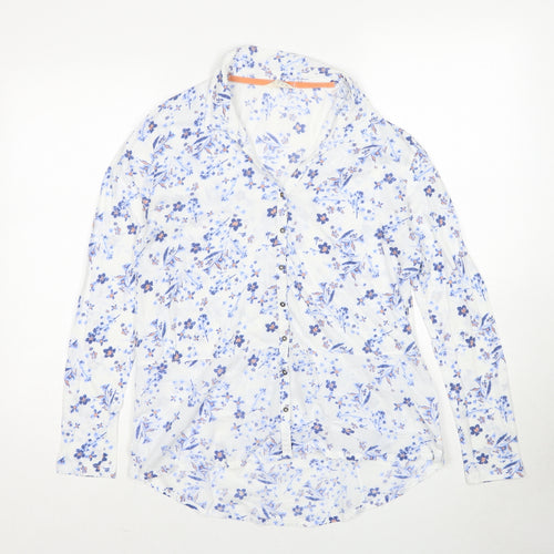 White Stuff Womens Multicoloured Floral Cotton Basic Button-Up Size 10 Collared