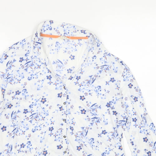 White Stuff Womens Multicoloured Floral Cotton Basic Button-Up Size 10 Collared
